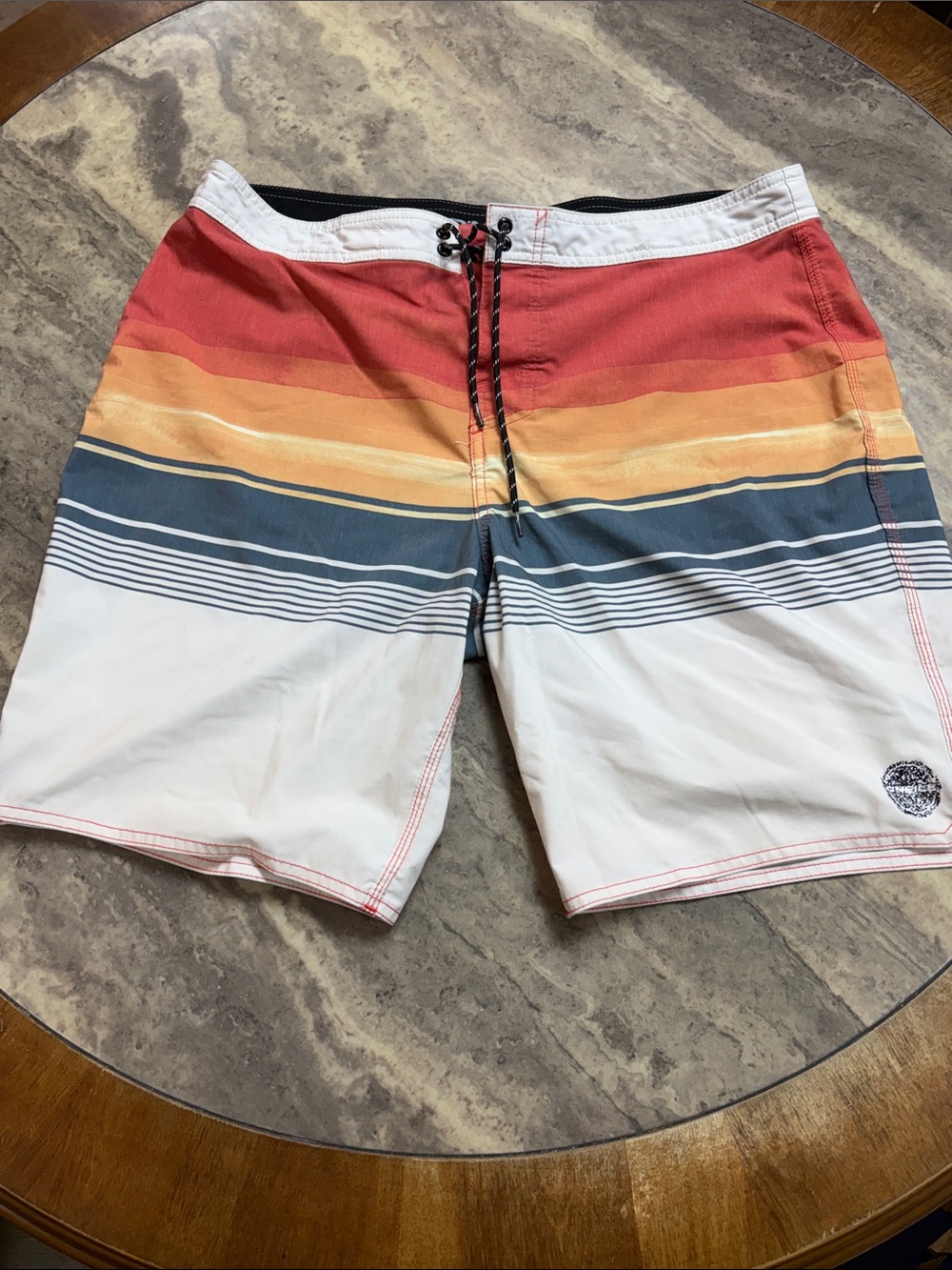 O'Neill Men's Sunset Stripe Swim Shorts - Red, Orange, Blue, White